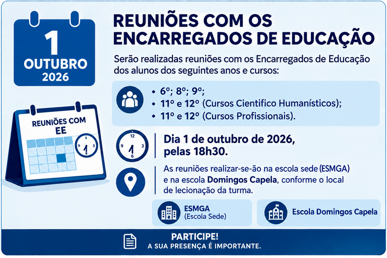 Reuniões de Diretores de Turma com os Encarregados de Educação